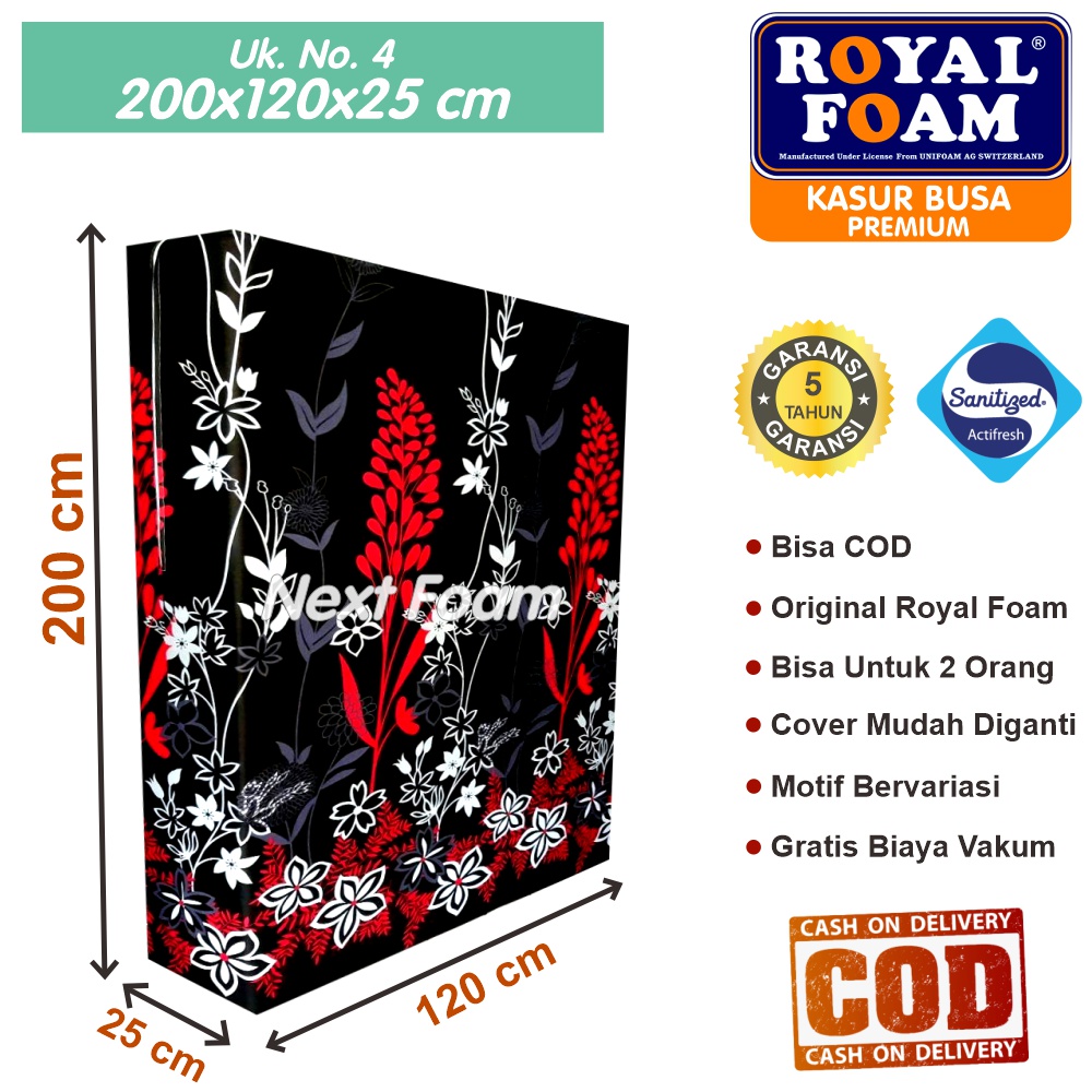 Kasur Busa Royal Foam Ukuran No 4 200x120x25 cm Tebal 25 cm D16 ORIGINAL Garansi 10 Tahun