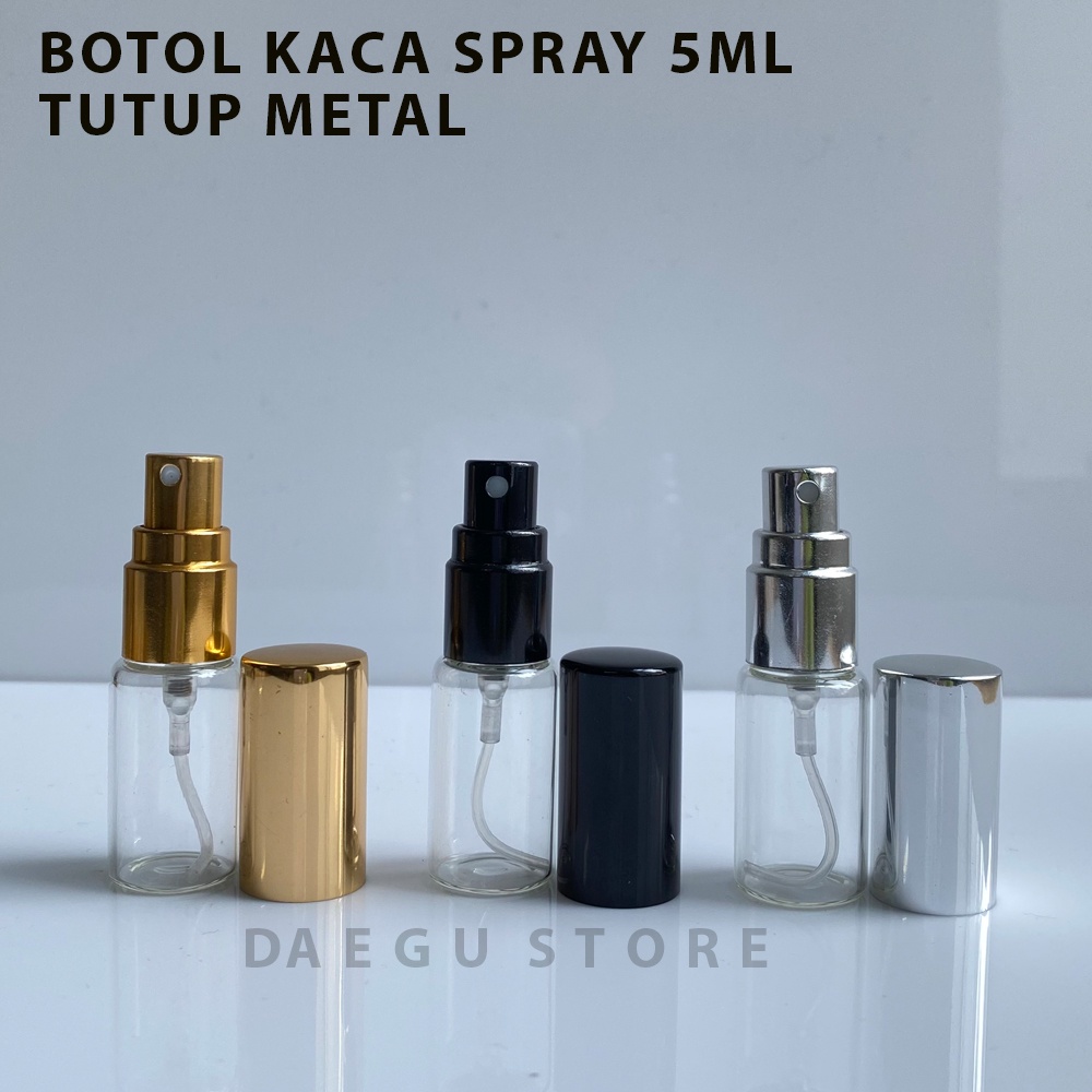 Botol Spray Kaca 5ml Bening Refill Isi Ulang Travel Size - Tutup Metal