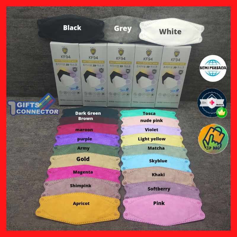 Masker KF94 CTF20 real 4ply bahan medis 3D 4 ply sensi evo kf 94 isi 10pcs