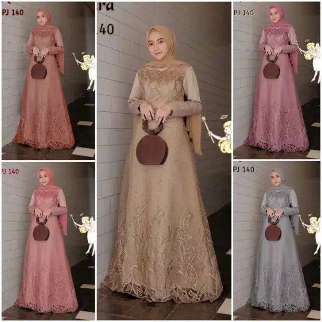 GAMIS PESTA BROKAT TILE TERBARU 2022 KEBAYA WISUDA GAMIS BRUKAT MUSLIM WANITA BRIDESMAID | GAMIS PES