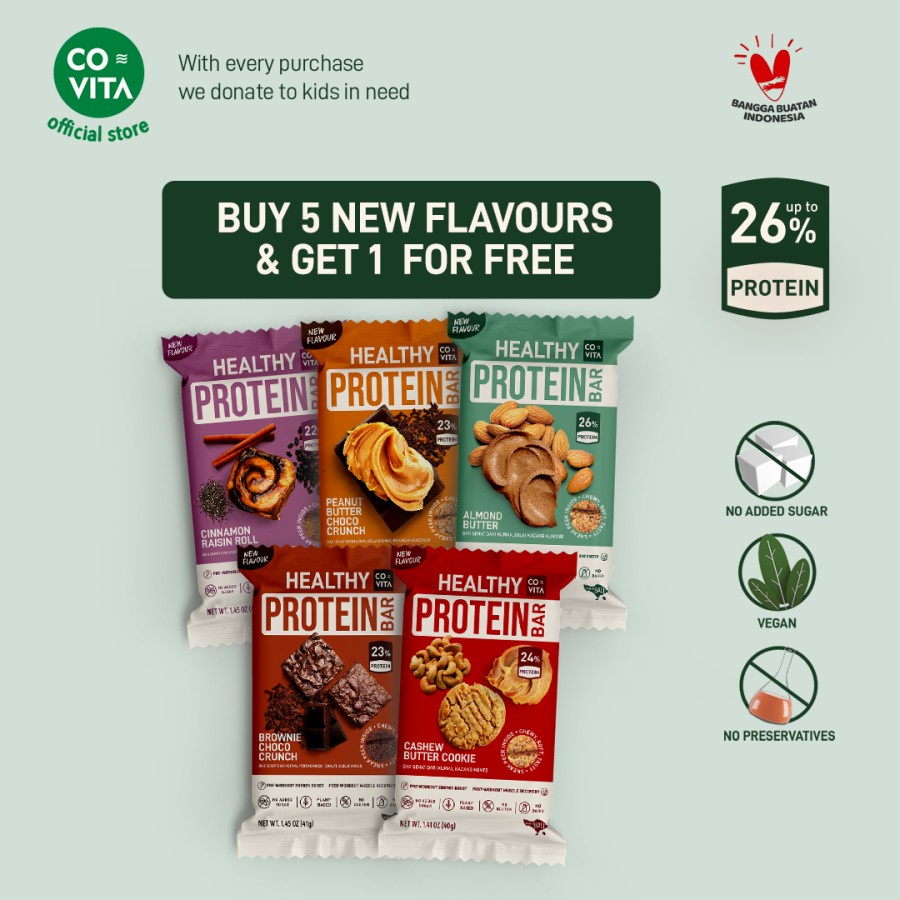 

Covita Healthy Protein Bars - New Flavors - Bundle Beli 5+1 Gratis