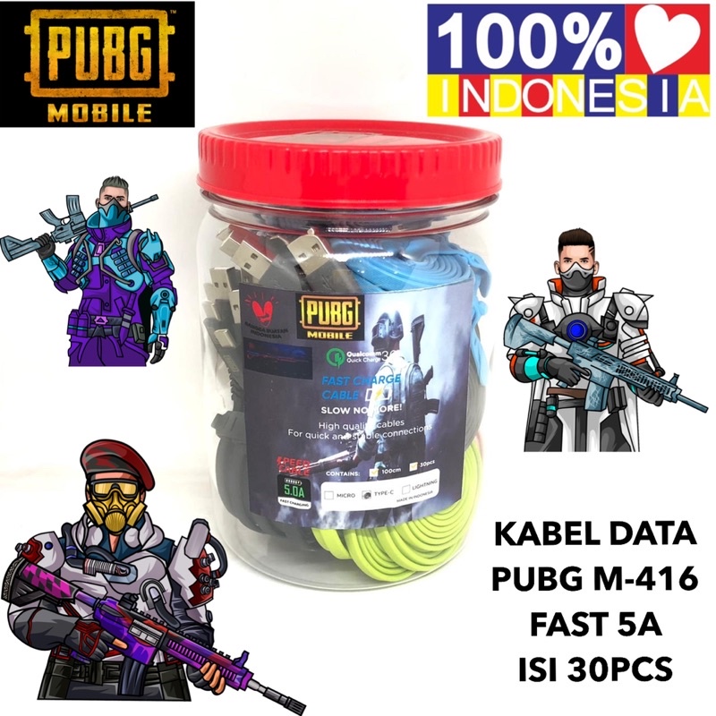 {isi 30pc} KABEL DATA GAMING TOPLES MOBILE M-416 FAST CHARGING 5A MICRO TYPE C IPXS