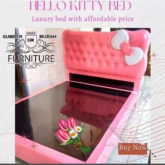 Divan dan sandaran series hello kitty bed tanpa kasur