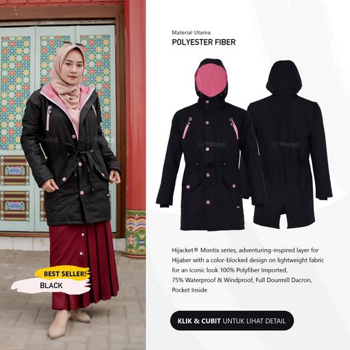 Hijacket Original Montix Jaket Muslimah Hijaket Jaket Parka Jaket Parasut Wanita Muslimah-4