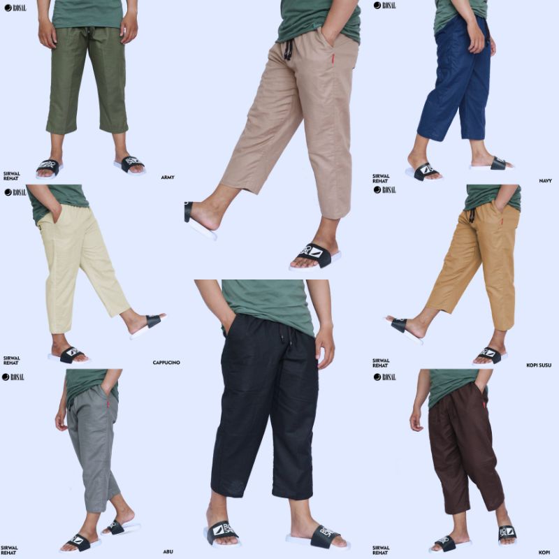 Celana Sirwal Cingkrang Rehat Rosa Dalaman Jubbah Santai Motif Warna Polos