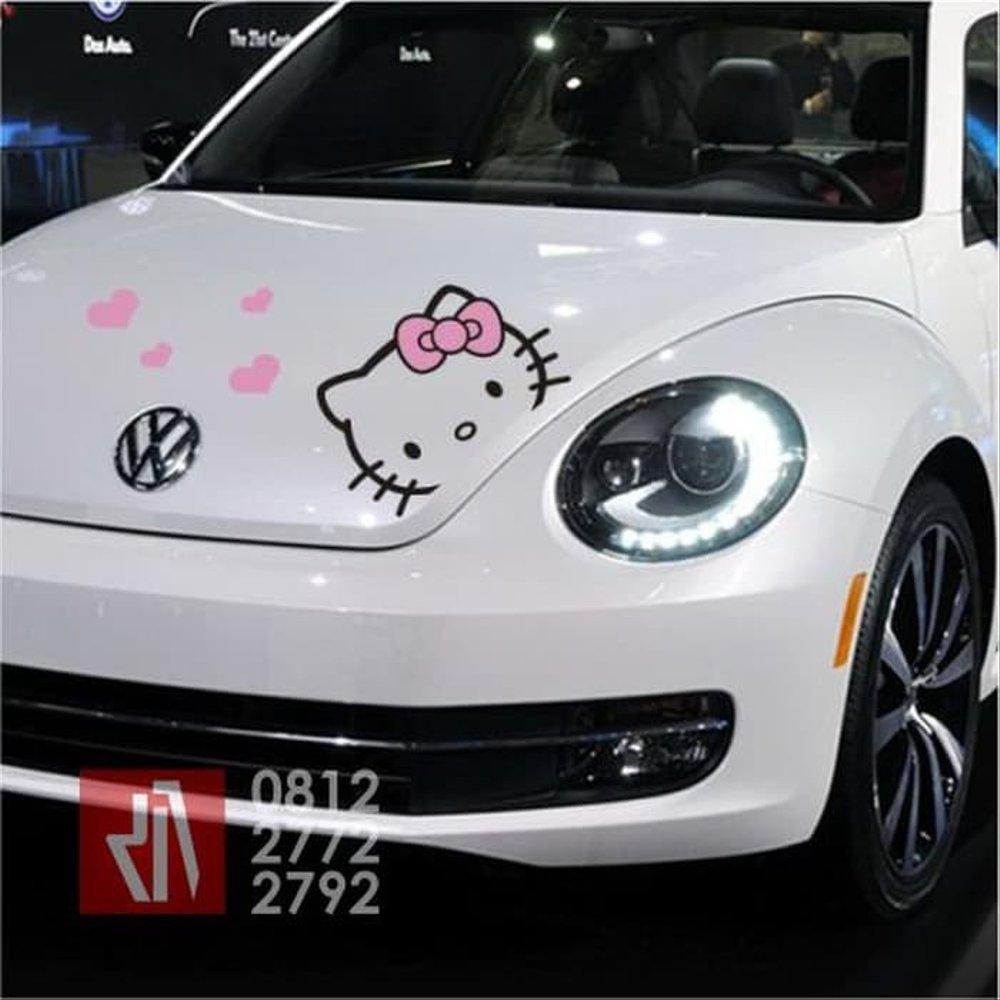 Stiker Mobil Cutting Hello Kitty Love Outline Sticker Lucu Murah