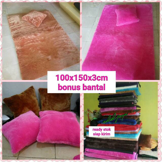 (PREMIUM) Karpet Bulu Rasfur KARINDO, isi BUSA KUNING, alas BINTIK ANTISLIP 100x150x3,5cm (PR:K1)