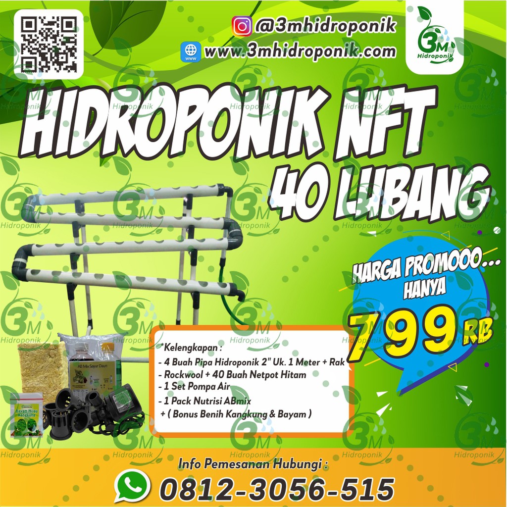 [ PAKET ] HIDROPONIK SET NFT SYSTEM 40 LUBANG 2 In