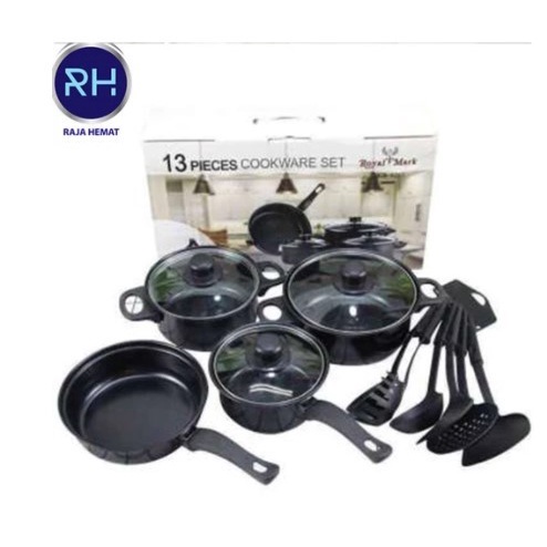 Set panci masak 13 pcs cookware set Panci Set Spatula Teflon lengkap
