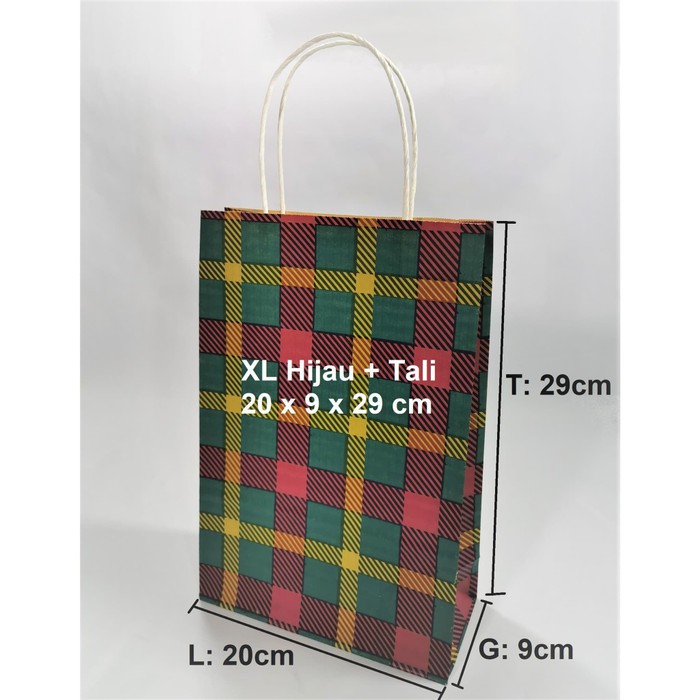 

Paperbag SOS XL Kantong Kertas Hijau + TALI 20x9x29cm 110 GSM Kantong Kertas Makanan Motif Keren