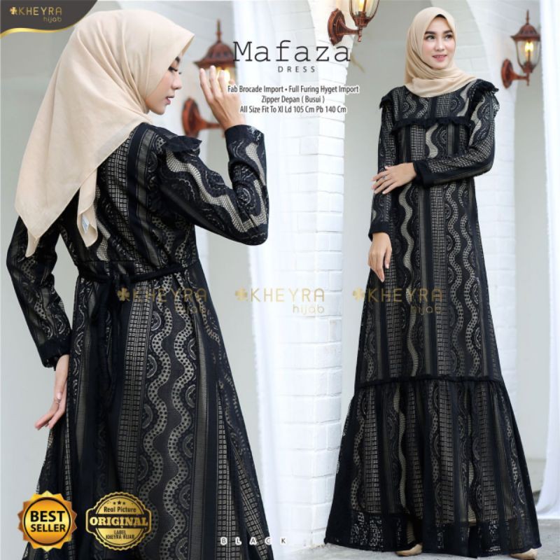Mafaza dress, bahan brocade import, full furing, hyget import, all size fit to XL