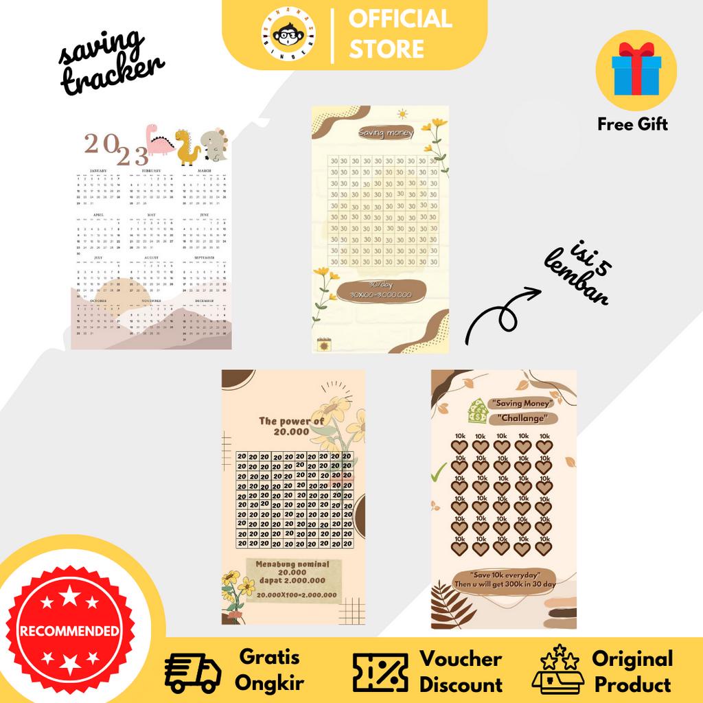 

Kertas Saving Tracker Target ukuran A5 & A6