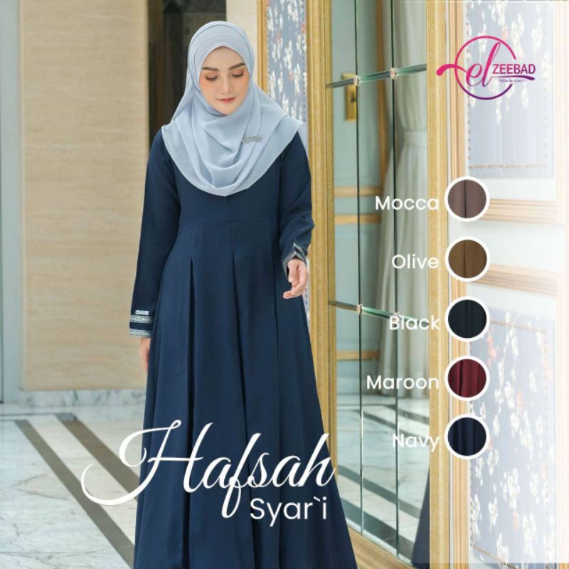 Gamis Hafsah Dress by Elzeebad | busui friendly | bahan wollycrepe