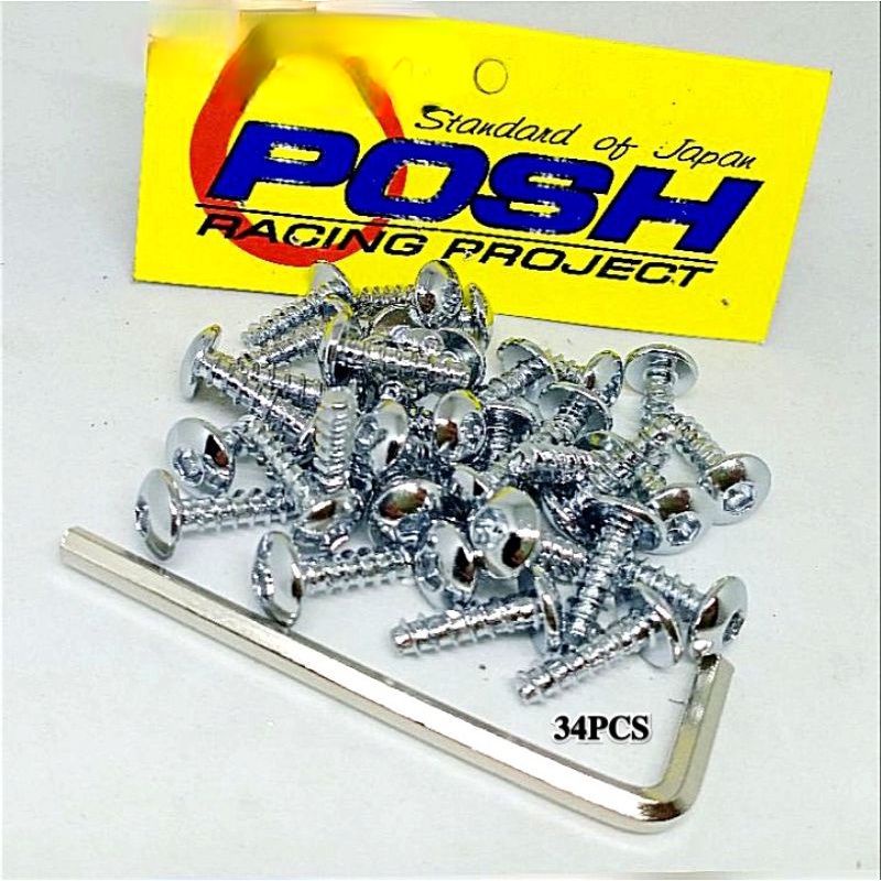 Baut body L crome baut body full set 34pcs baut yamaha MX dan Mio semua motor yamaha posh