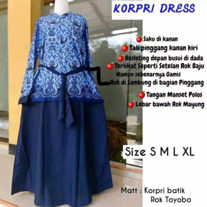 Gamis Korpri Wanita Warna Biru