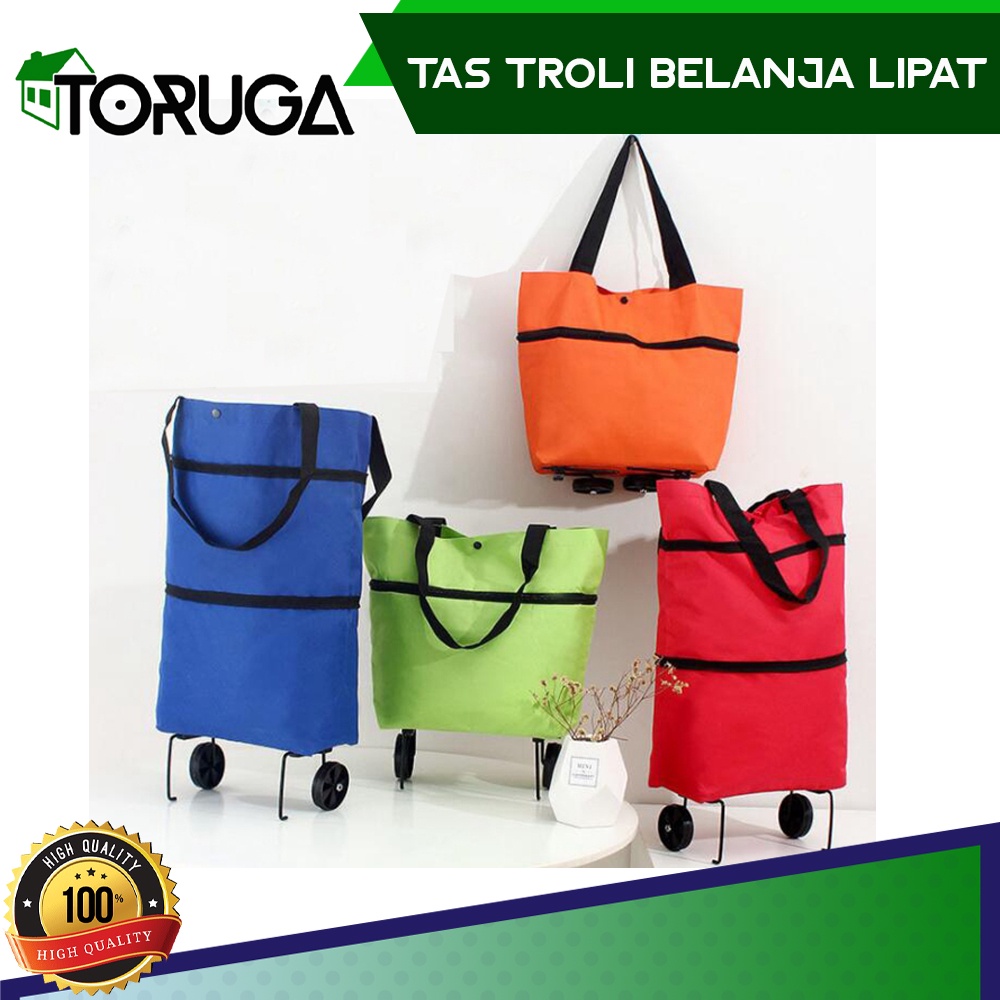 TROLLY SHOPPING BAG TAS BELANJA LIPAT RODA SERBAGUNA PRAKTIS FOLDABLE