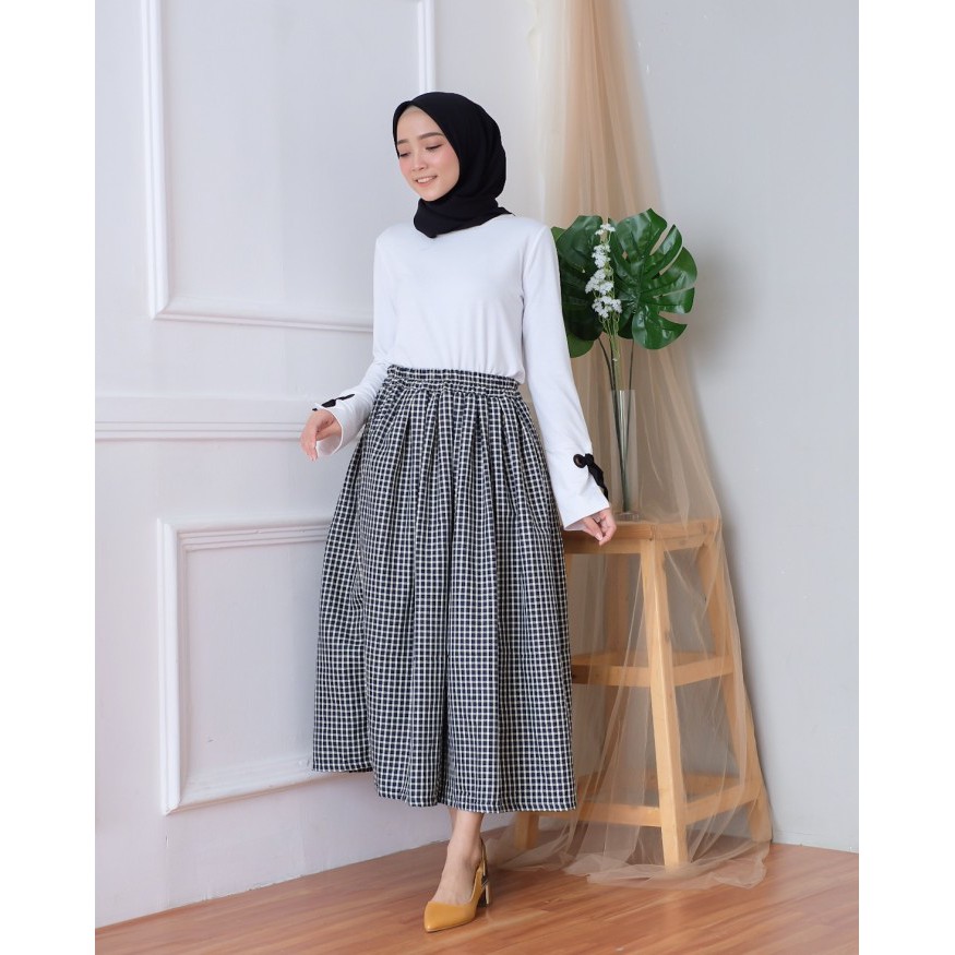 ITOOCHII Rok Wanita Maxi Panjang Flanel Katun Rempel