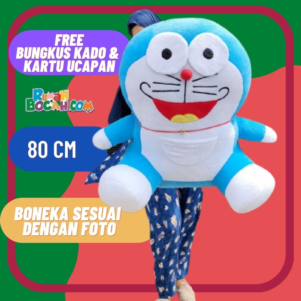 Boneka Doraemon 80 cm Jumbo Besar Karakter Kucing Doraemon Boa Super Jumbo untuk Kado Ulang Tahun Ka
