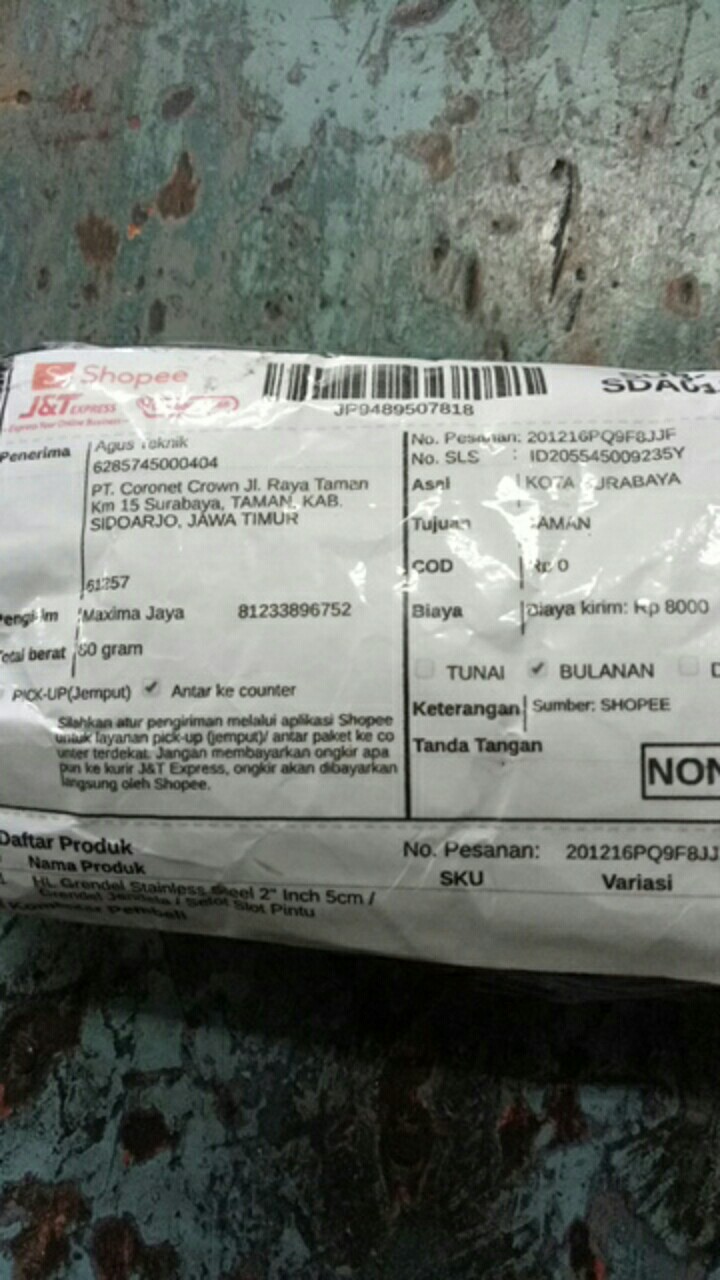 Hl Grendel Stainless Steel 2 Inch 5cm / Grendel Jendela / Selot Slot Pintu