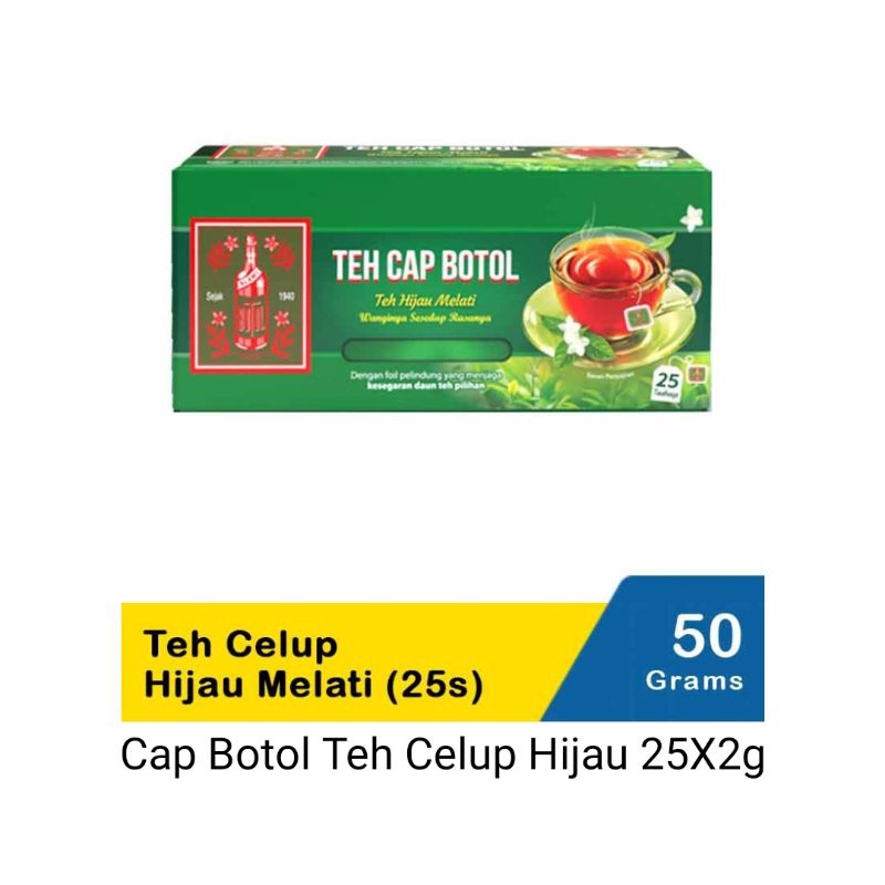 

cap botol teh celup hijau 25x2gr