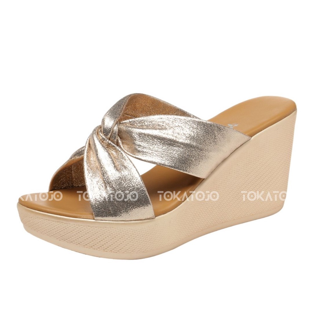 Tokatojo Sandal Wanita korea silang terbaru/Sandal wedges wanita kekinian simpel dan ringan/Sandal wedges wanita motif terbaru ME013LIST