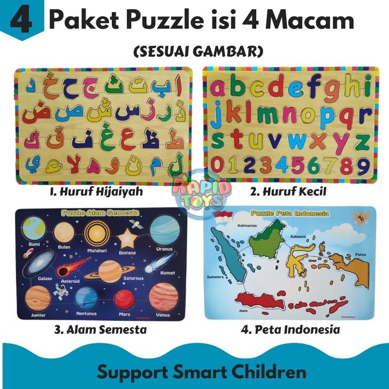 Puzzle Kayu Paket Isi 3 Dan 4 Rapid Toys Murah Bisa COD