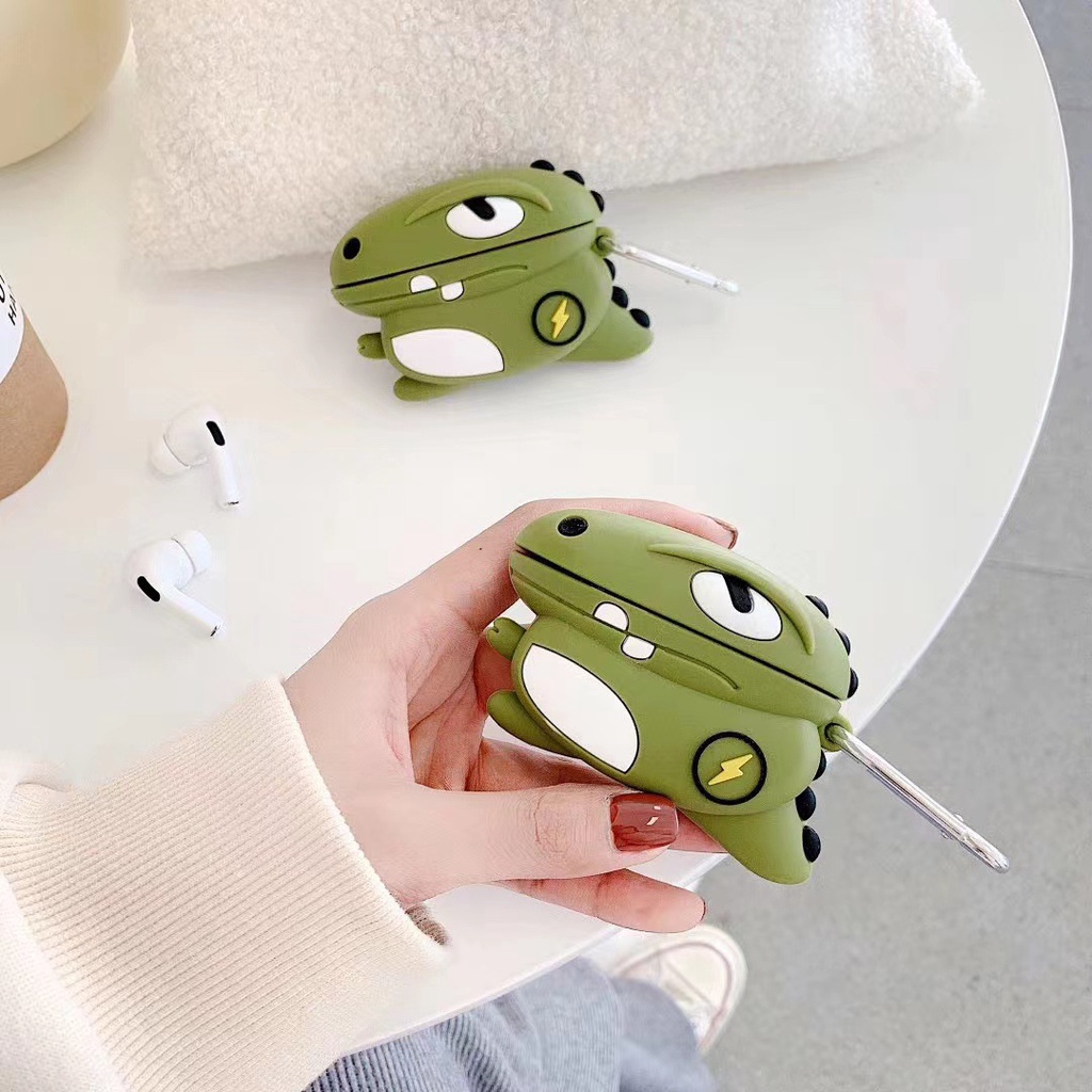 Case Penyimpanan Earphone Bluetooth Desain Kartun Dinosaurus Hijau Untuk Airpods 1 2 3 I13 pro Inpods 3 13 12 I12 I11 I9S I23