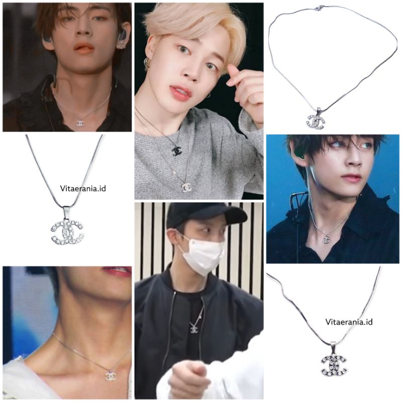[Chanel necklace ] kalung titanium anti karat anti gatal tahan air | park Jimin Kim Taehyung jhope h
