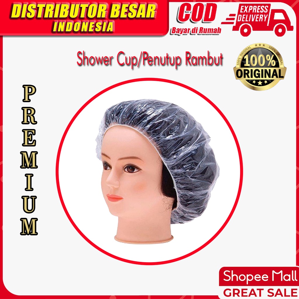 MURAH !! - Shower Cup Penutup Kepala Tebal - Hair Cup Cap Mandi Alat Pelindung Rambut ORIGINAL