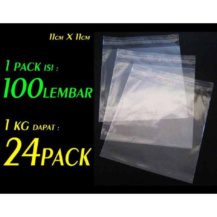 

Plastik Kemasan Makanan / Kue ( ada perekat ) OPP 11 X 11 Cm