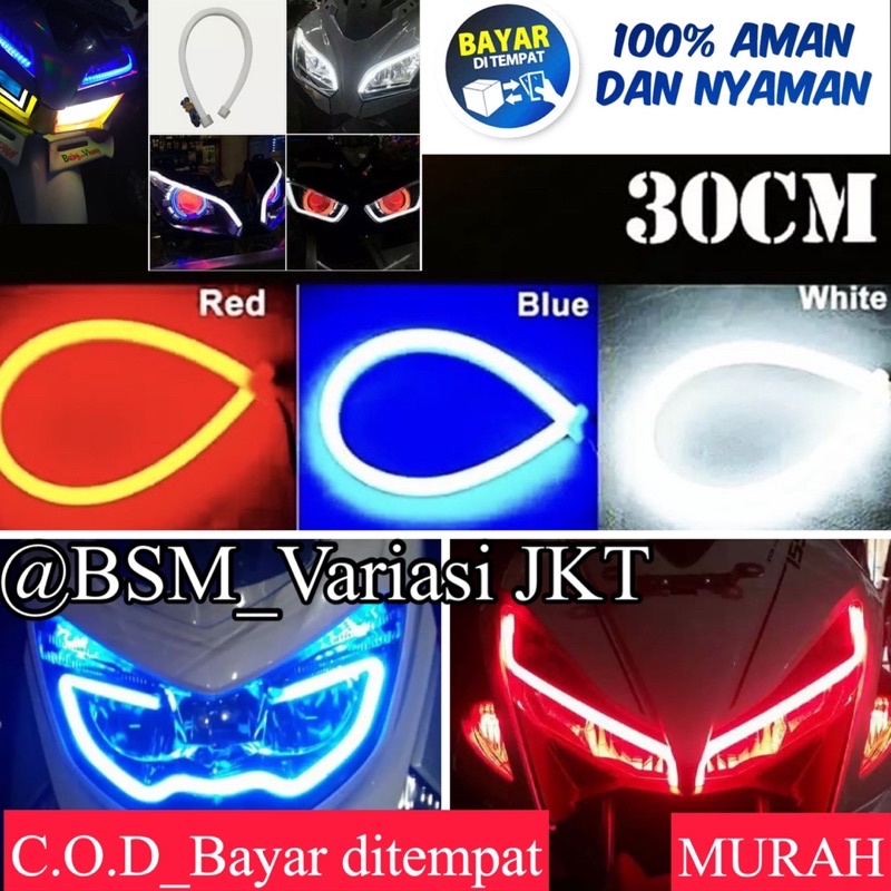 Promo lampu alis 30cm mode diam 30cm anti air anti panas panjang 30cm harga per pcs