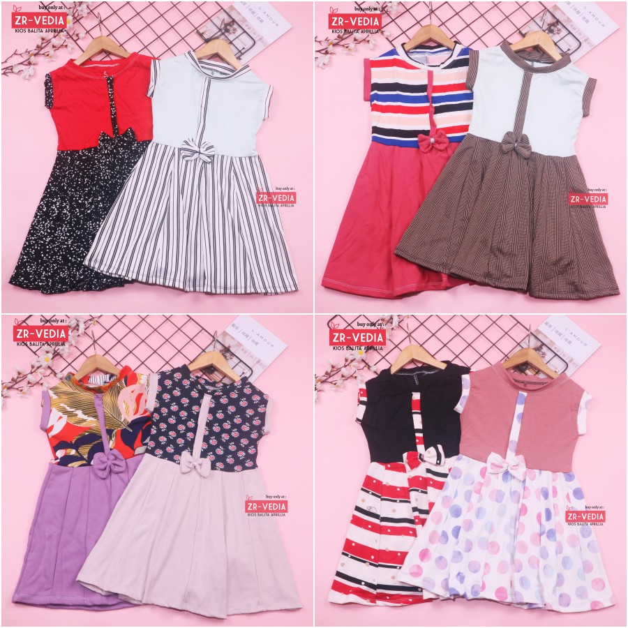 Dress Lala uk. 4-5 Tahun / Dress Balita Anak Perempuan Murah Baju Dres Batik Adem Pita Yukensi