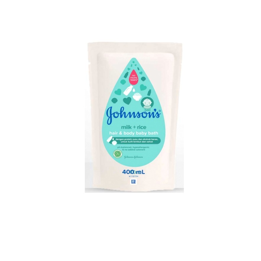 Johnson's Baby Milk + Rice Hair &amp; Body Baby Bath Refill Pouch 400 ml