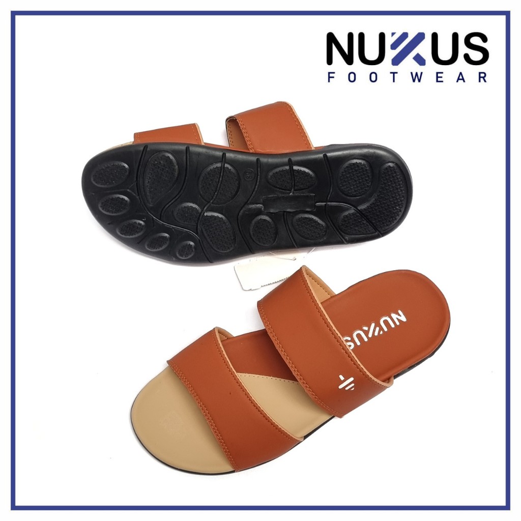 Nukus Sandal Pria Kasual Sliper Coklat Tan Ban 2 - NKSDLCKT Tan