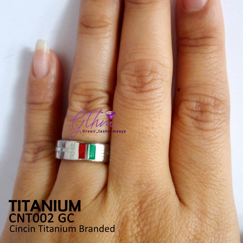 cincin titanium guci silver dan gold branded sedang trend cnt002 bisa untuk pasangan (harga satuan)