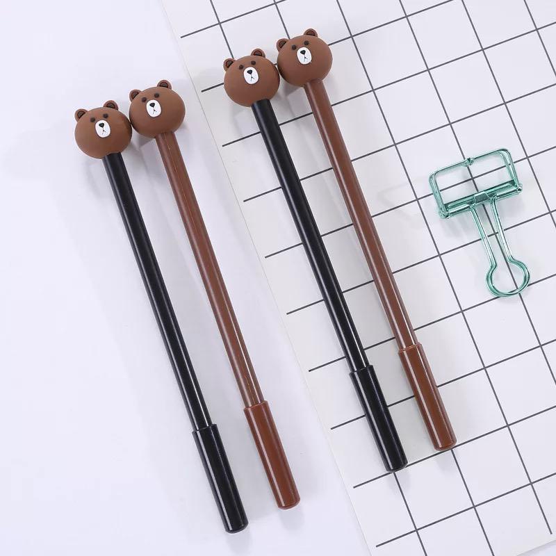 ☛TK☚ Pulpen Karakter Lucu Model Brown Cute Tinta Gel Black Pena R077