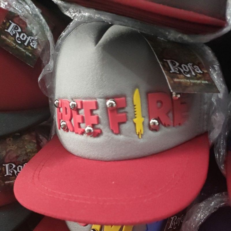Topi Anak Snapback anak/Topi ploking anak/topi anak karakter-freefire abu