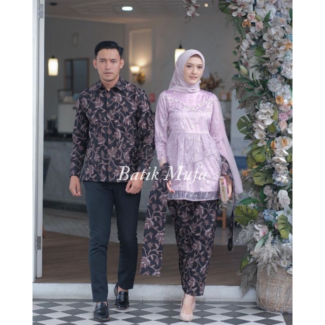 Kebaya couple MEYCA Lilac KEBAYA MODERN BATIK COUPLE Kebaya wisuda kebaya tunangan terbaru