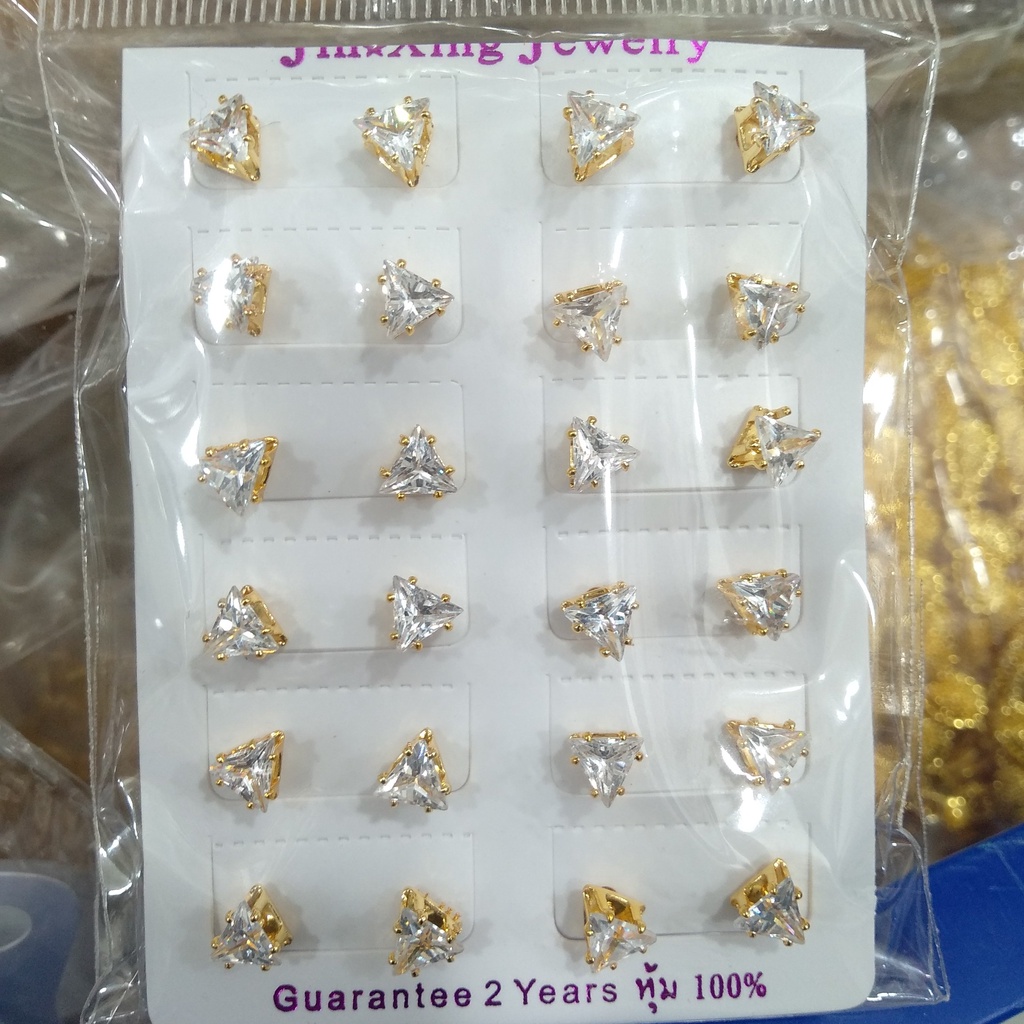 AV347 Grosir Anting Tusuk Mata Satu Motif Segitiga