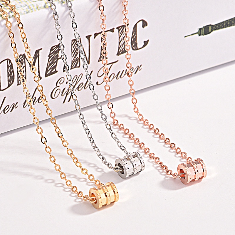 [Ready Stock]Fashion Rose Gold Plated Classic Ring Necklace Silver Necklace