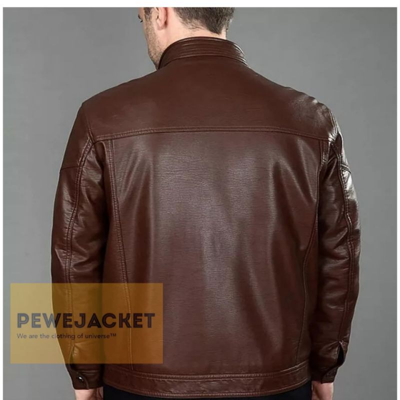 JAKET PRIA KULIT ASLI DOMBA SUPER WARNA COKLAT TUA