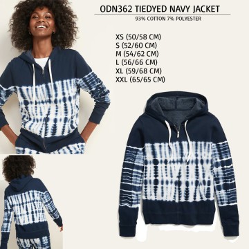 Nie Fashion27 Jaket TieDye Wanita Berhoodie Fullzipper Premium Terry (ODN362 TIEDYED NAVY JACKET)