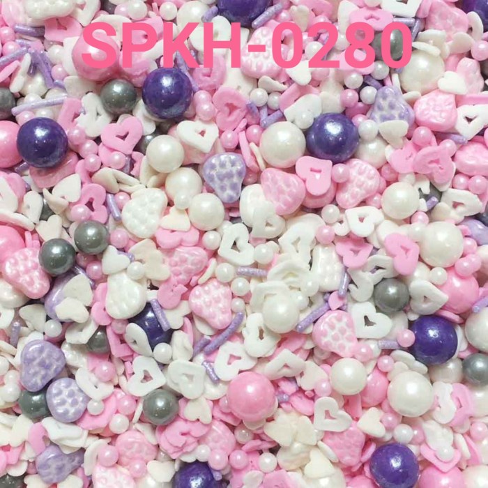 

SPKH-0280 SPRINKLES SPRINKLE SPRINGKEL 500GR MUTIARA HATI PINK PUTIH DISKON GEDE