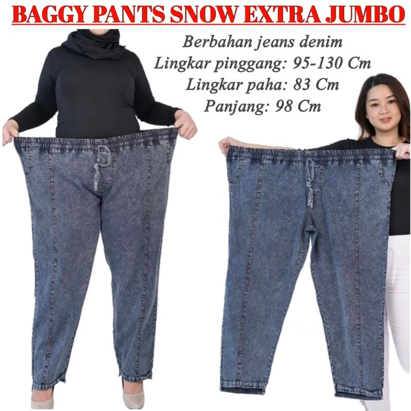 Celana Jeans Panjang Wanita Baggy Pants Jumbo Pinggang Karet Elastis Celana Beggy Pants Cewek Remaja
