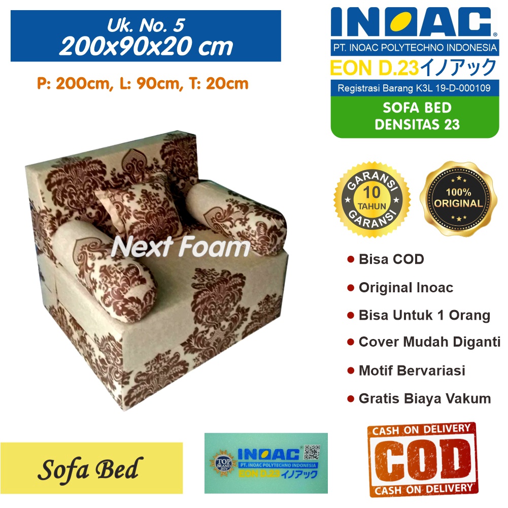 Sofa Bed Inoac Ukuran No 5 200x90x20 Tebal 20 cm EON LG D 23 ORIGINAL INOAC Garansi 10 Tahun