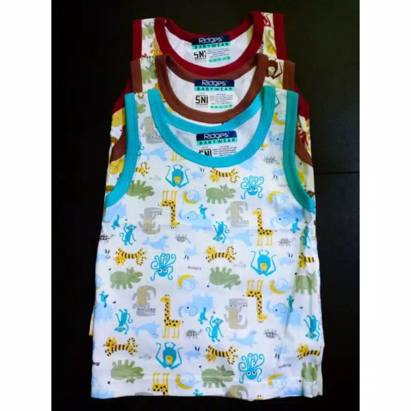 3 PCS Singlet anak -  Kaos Kutung RIDGES Termurah untuk Anak dan Bayi Laki Laki 0 1 2 3 4 5 Tahun