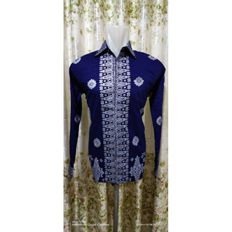 COUPLE GAMIS BATIK SONGKET PALEMBANG NAVY SILVER