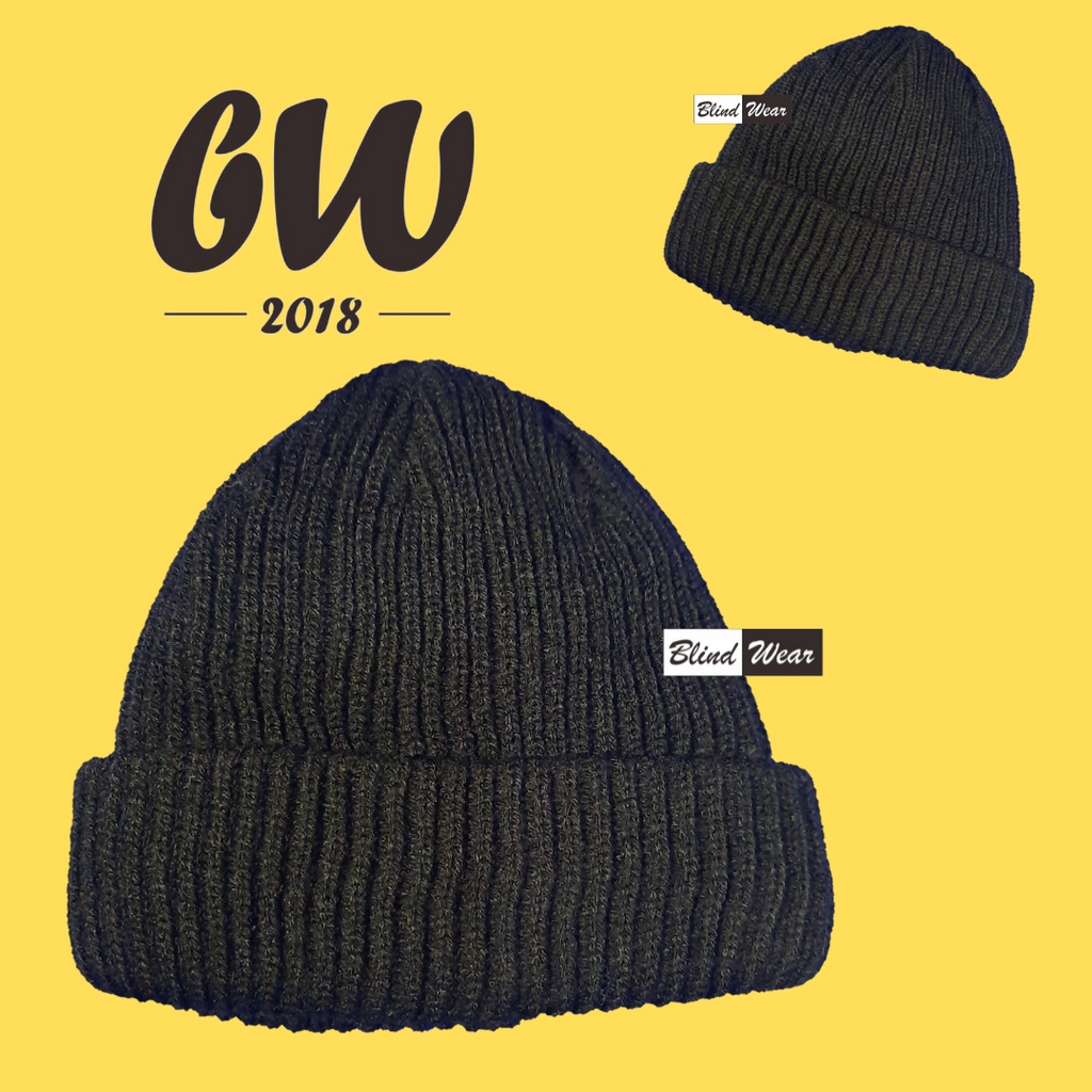 Beanie Hat Topi Kupluk Pria Polos Premium Double Rajut