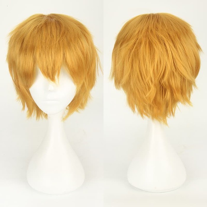 K049-20 dark blonde pirang gold wig base cowok pendek rambut palsu