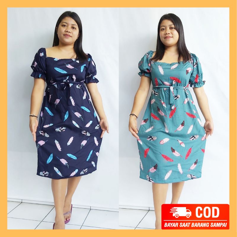 Daster Dress Kerut Belakang Tali Pinggang Cewek Wanita Perempuan Bali Murah Kekinian